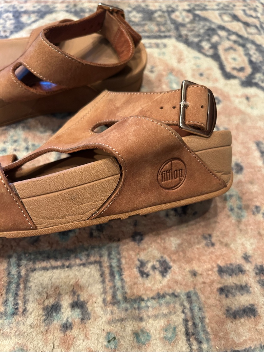 FitFlop Brown Nubuck Cutout Strappy Sandal with Buckle - Picture 3 of 15